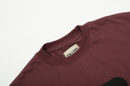 GALLERY DEPT Hand-Painted Distressed T-Shirt Deep Red