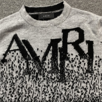 AMIRI STAGGERED GRADIANT CREWNECK GREY