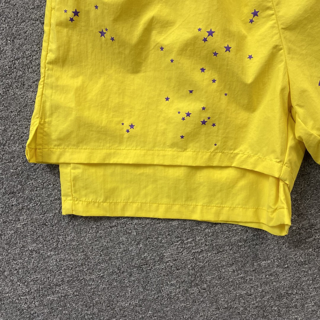 SP5DER DOUBLE LAYER SHORTS YELLOW