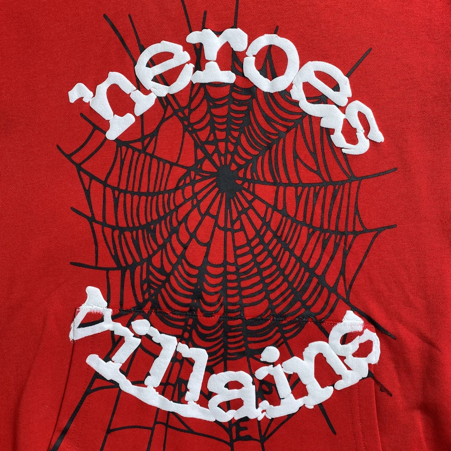 SP5DER x METRO BOOMIN HEROS AND VILLAINS HOODIE RED